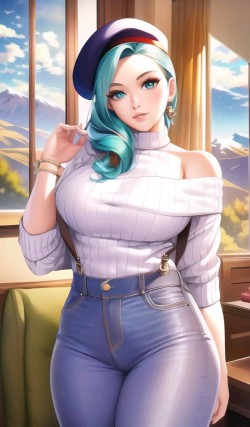 丰满的二次元牛仔裤美女